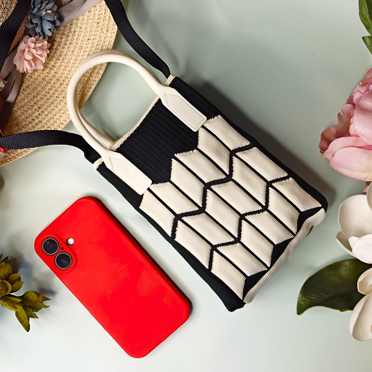 Міні-сумка в'язана Чорно-білий (25-551) - фото 2 Міні-сумка в'язана Чорно-білий (25-551) - фото 2