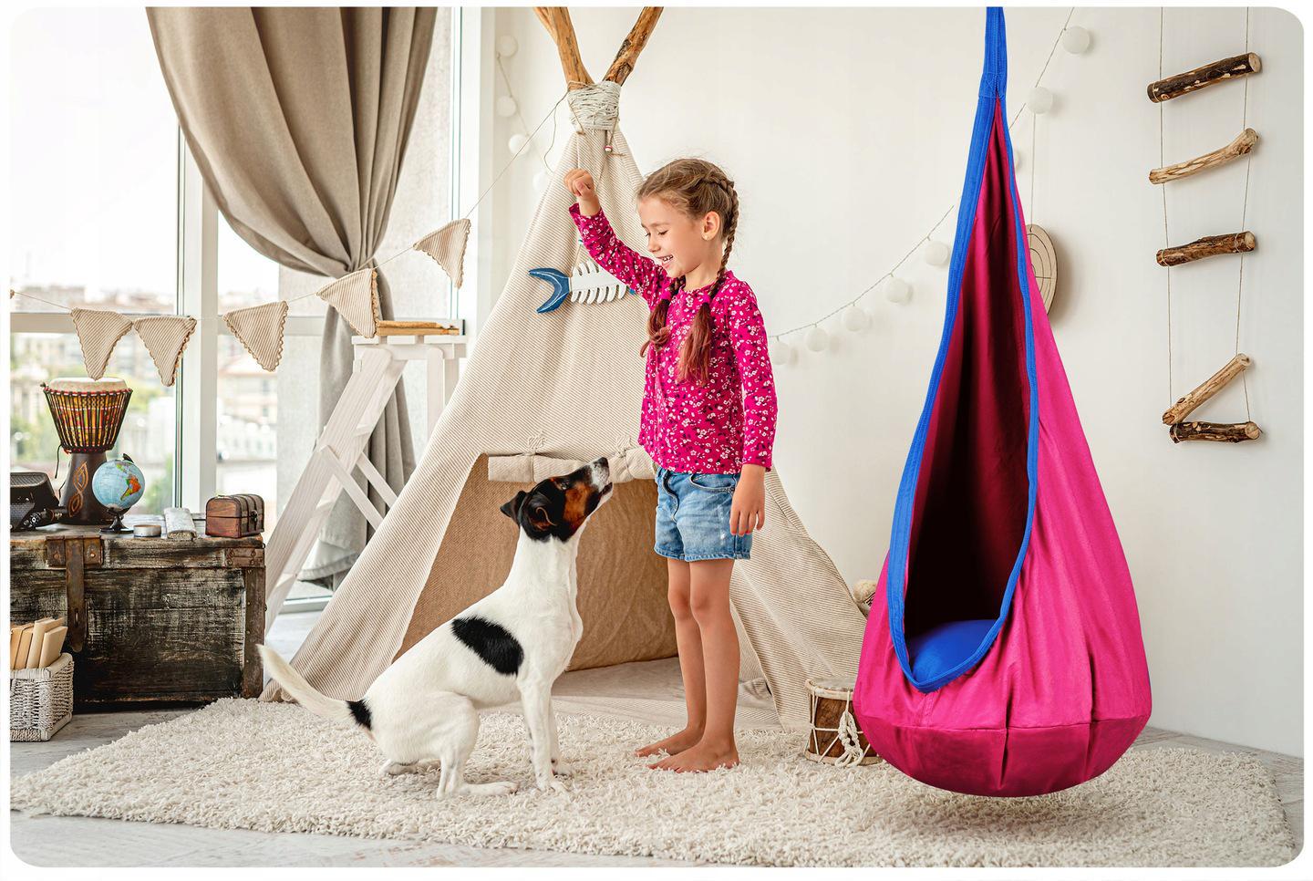 Кресло-качели подвесные NEO-SPORT кокон и подушка Розовый (110003) - фото 5