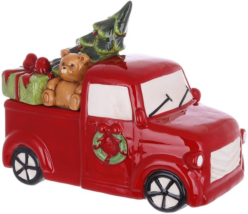 Банка керамическая для новогодних сладостей машина с елкой 2,6 л