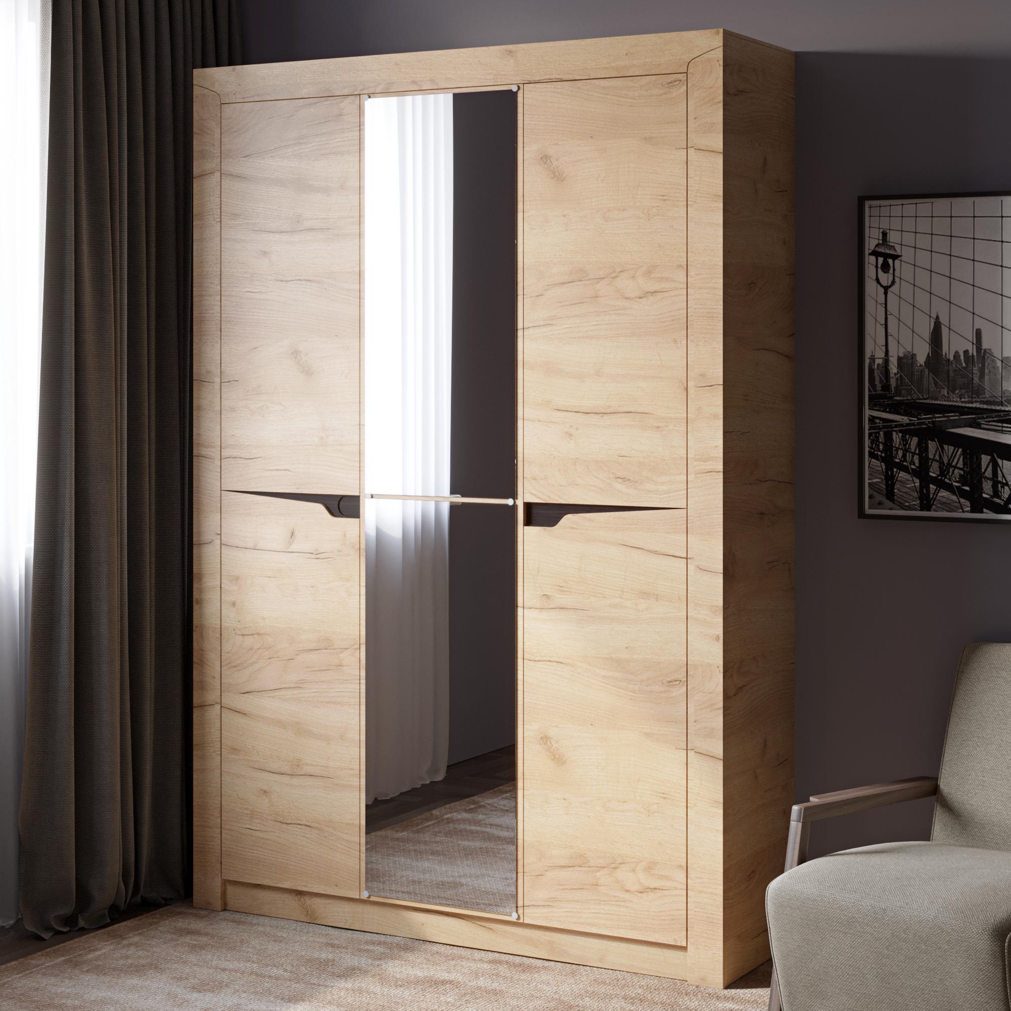 Шкаф большой Эверест Либерти с зеркалом 1420 см Дуб Крафт Золотой (EVR-2463)