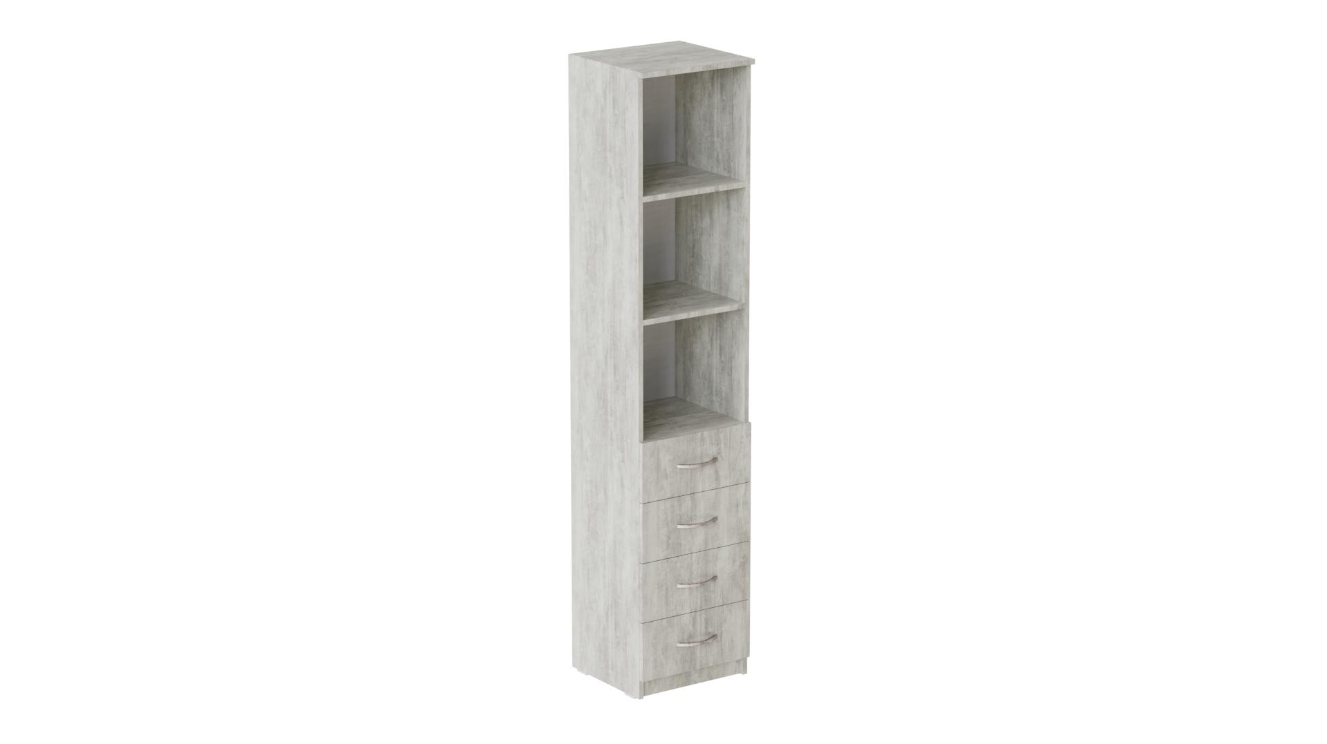 Пенал Ferrum-decor Анжело на 3 полки с 4 ящиками ДСП 16 мм 1900x400x380 мм Бетон (FRD-104929)