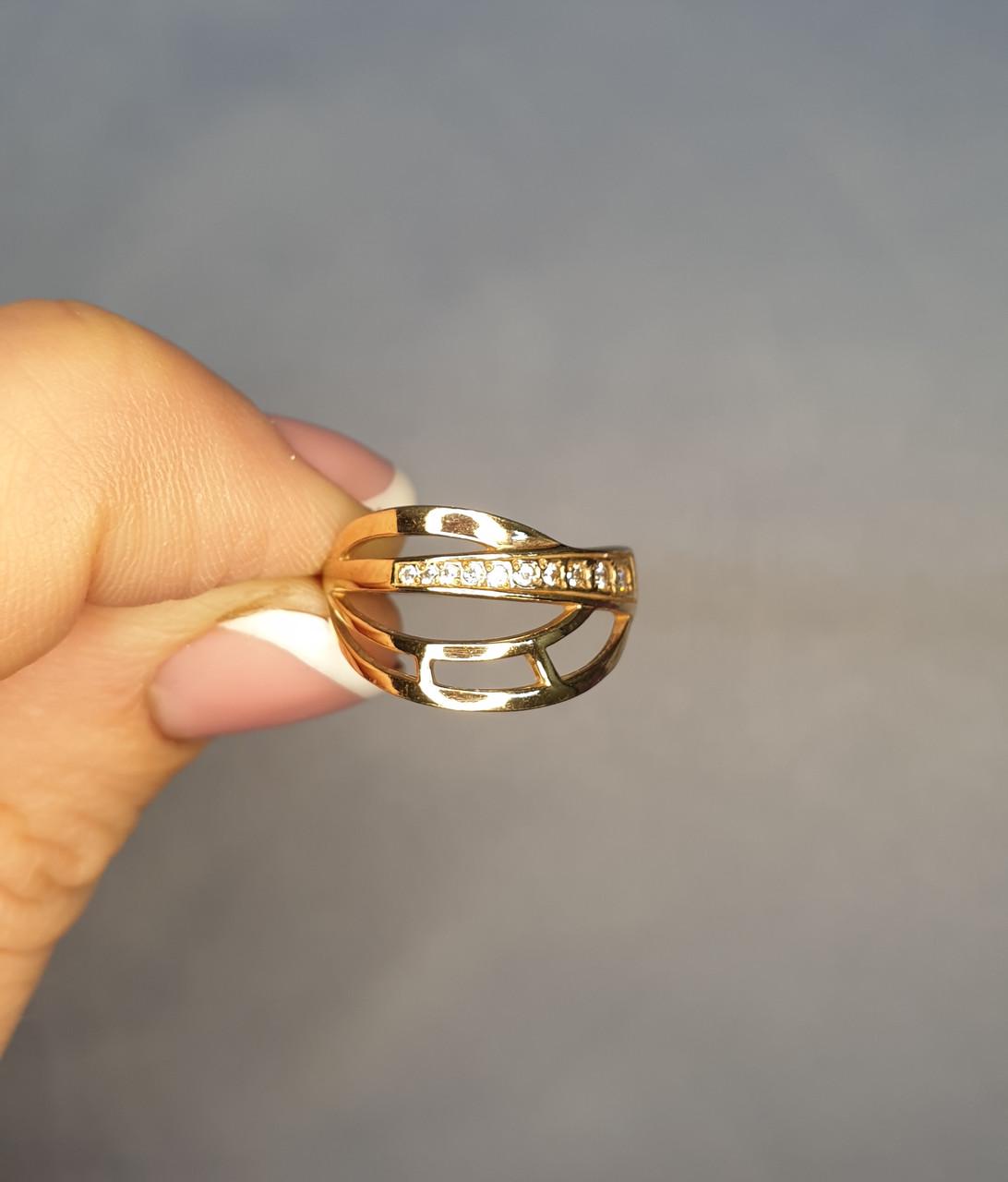 Кольцо позолоченное с кубическим цирконием р. 21 1,7 г (1519775771) Кольцо позолоченное с кубическим цирконием р. 21 1,7 г (1519775771)