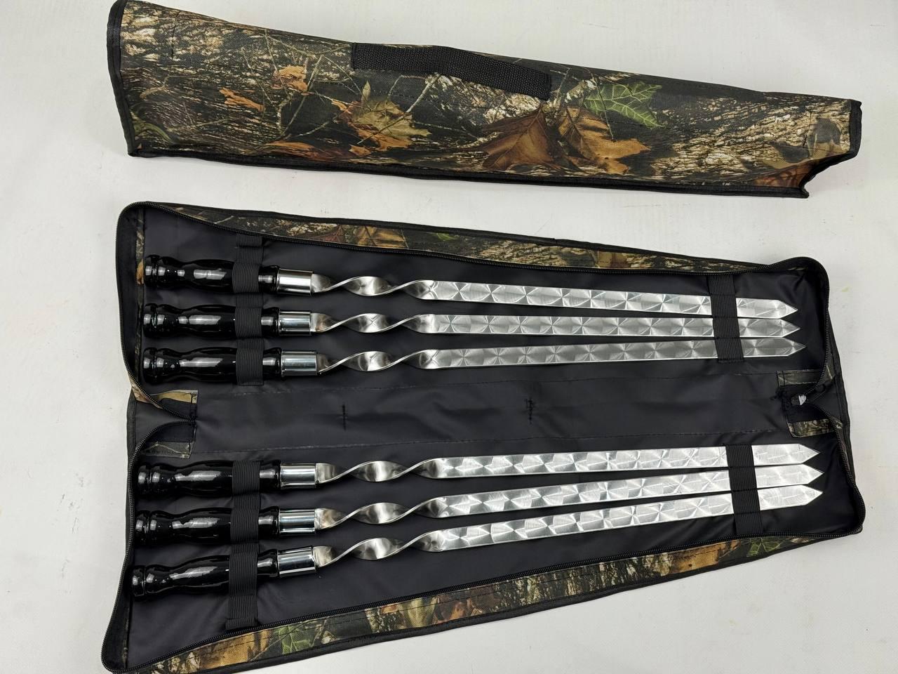 Набір шампурів для люля-кебаба із нержавіючої сталі з чохлом 6 шт. Чорний (21-10-NB-2302)