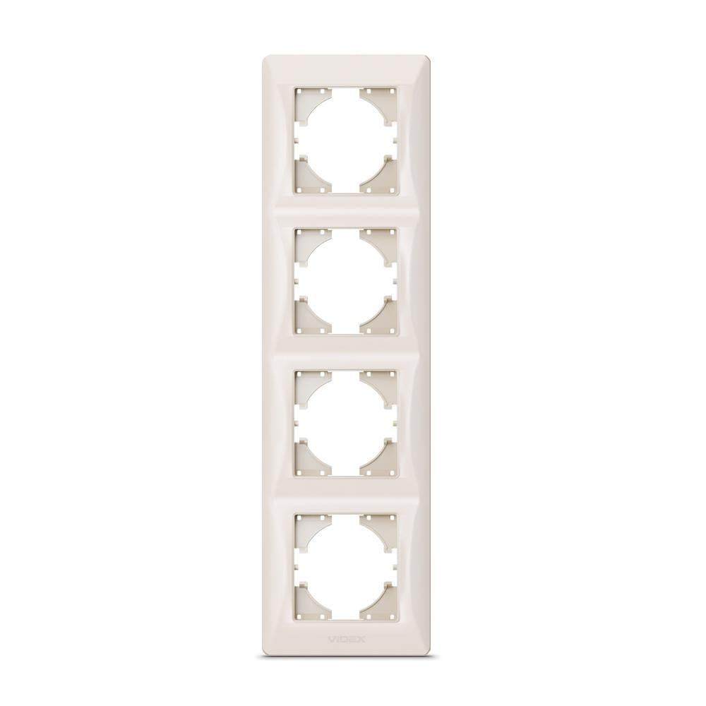 Рамка для розеток Vіdех Bіnеrа 4 місця вертикальна Кремовий (22551058)