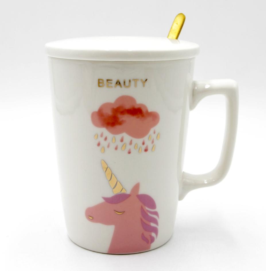 Чашка SNT 20627-P Unicorn керамика с крышкой и ложкой 400 мл (21065055) - фото 2