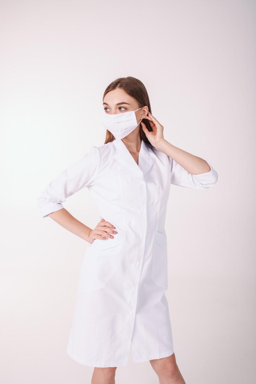 Халат женский хлопковый TopLine Аризона рукав 3/4 р. 58 Белый (11934-01-(58)) - фото 5