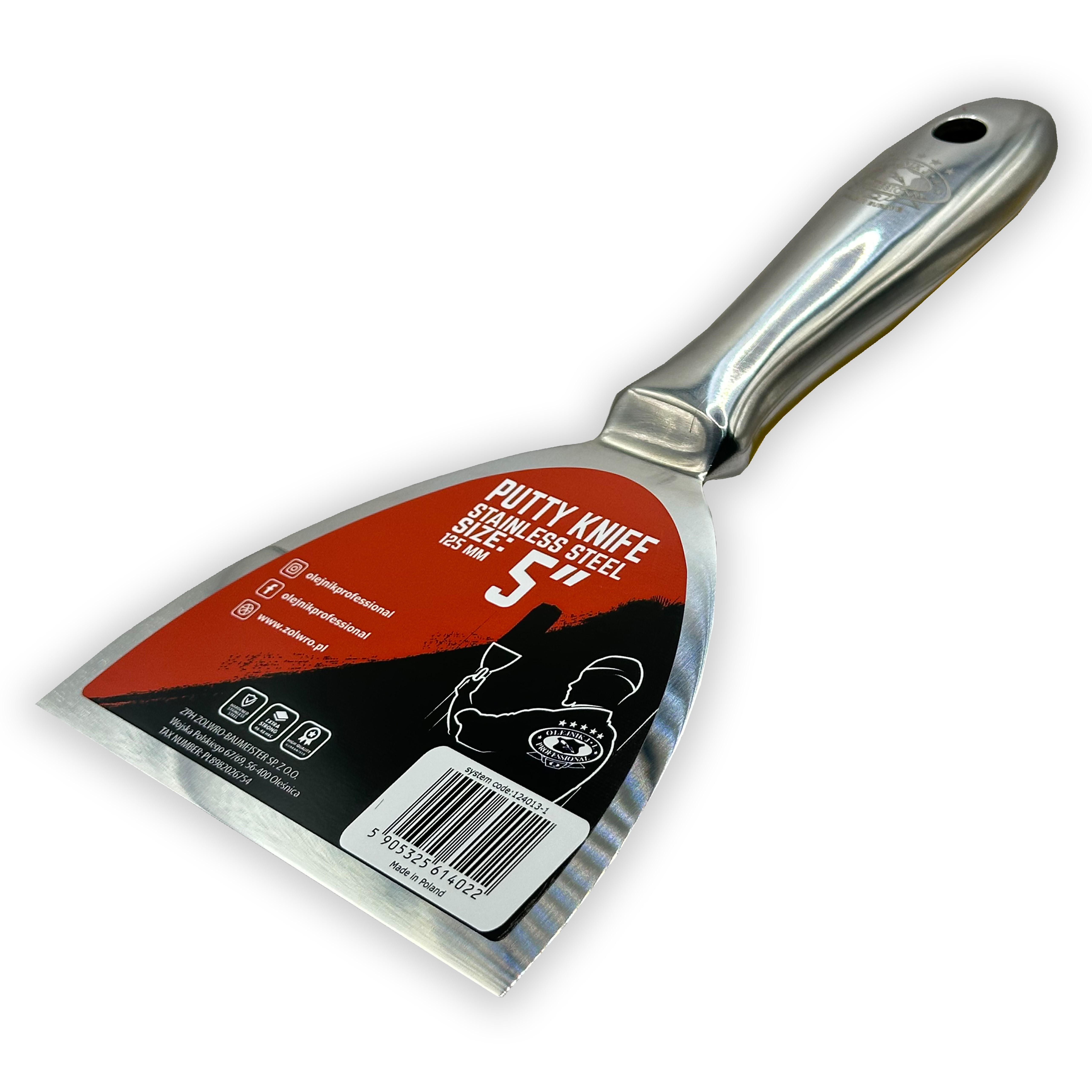 Шпатель однокомпонентний Olejnik з нержавіючої сталі із ергономічною формою 125 мм Шпатель однокомпонентний Olejnik з нержавіючої сталі із ергономічною формою 125 мм