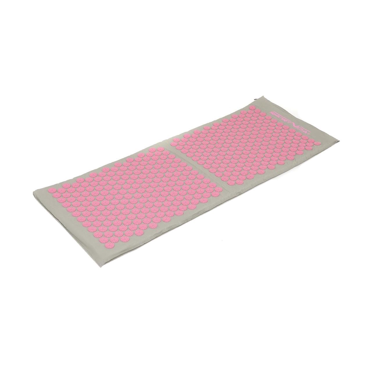 Коврик акупунктурный с валиком SportVida SV-HK0409 Аппликатор Кузнецова 130x50 см Grey/Pink