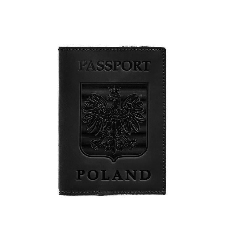 Обкладинка для паспорта Crazy Horse Польський герб шкіряна Чорний (A-027240)