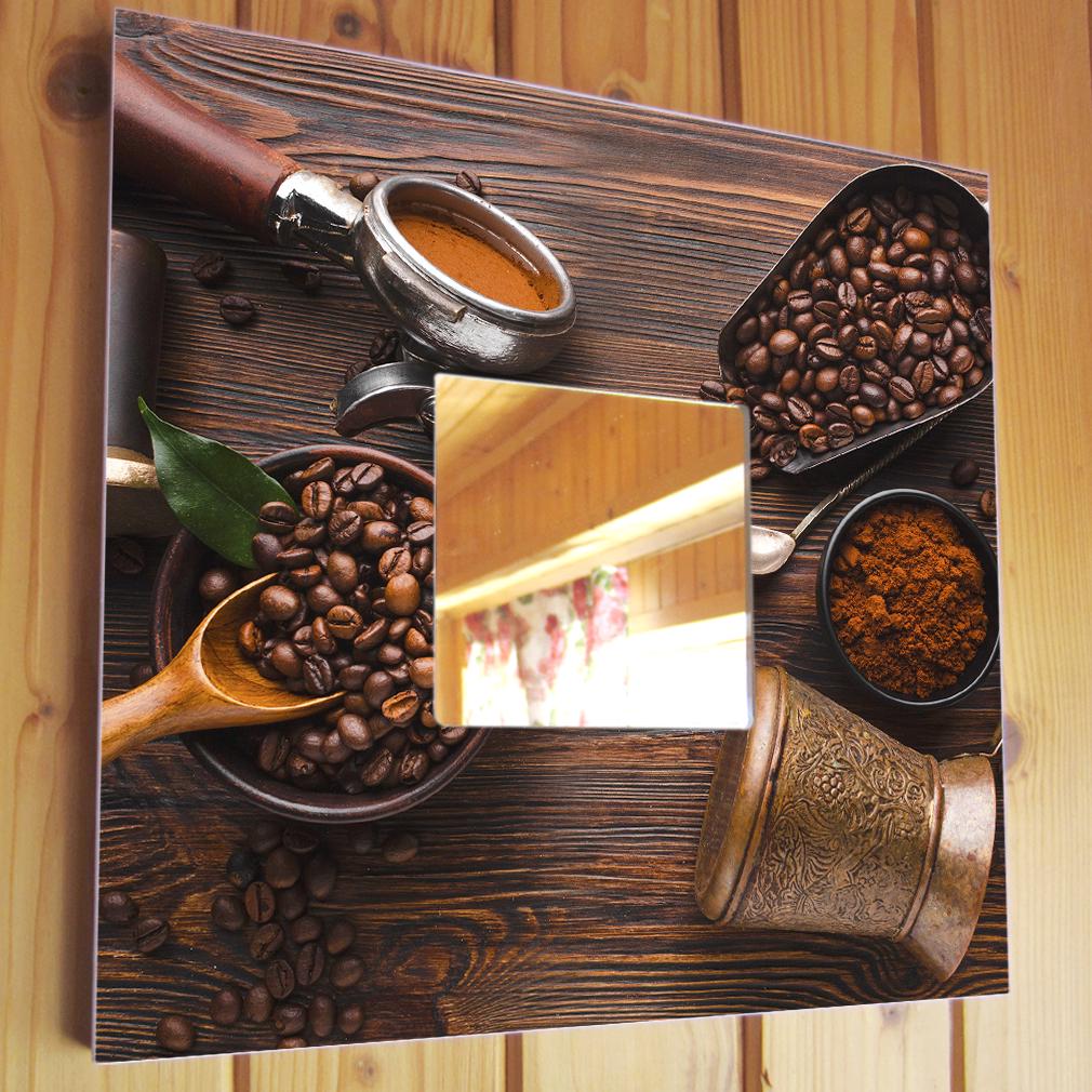 Зеркало декоративное Кофейные зерна на столе 260х260 мм (M04206)