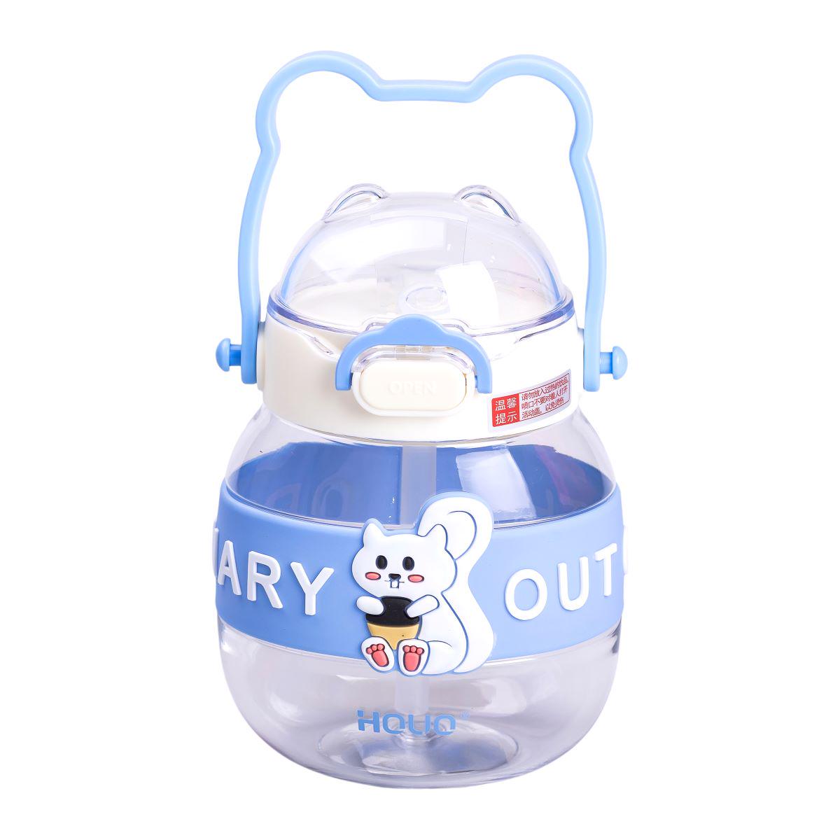 Пляшка для води дитяча з трубочкою з ручкою та ремінцем 15 см 580 мл Синій (6753) - фото 3 Пляшка для води дитяча з трубочкою з ручкою та ремінцем 15 см 580 мл Синій (6753) - фото 3