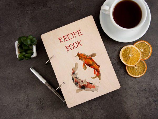 Книга для рецептів WoodPresentStudio Східний стиль 80 аркушів крафт без линівки Світле дерево