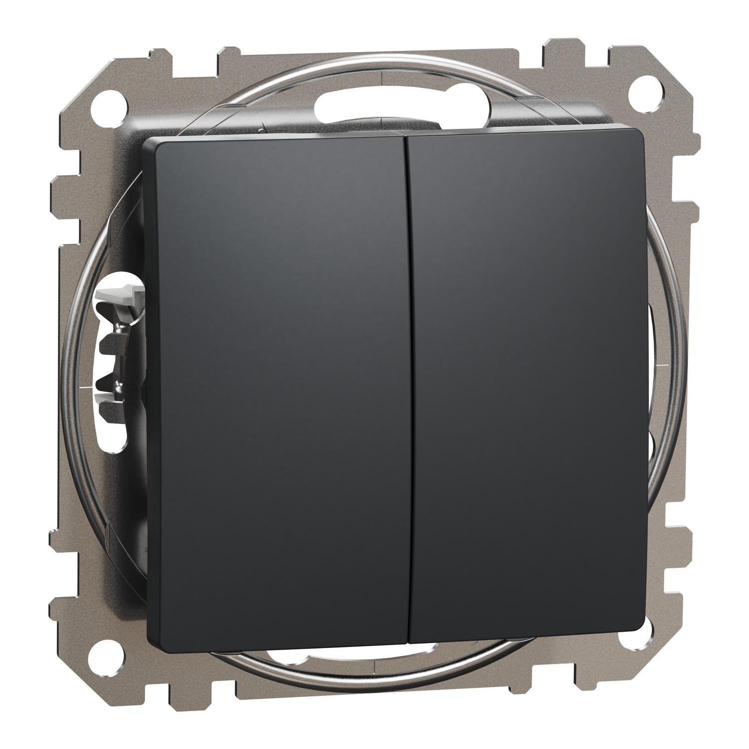 Выключатель кнопочный двухклавишный Schneider Electric Sedna Design&Elements 10A Черный (SDD114118)