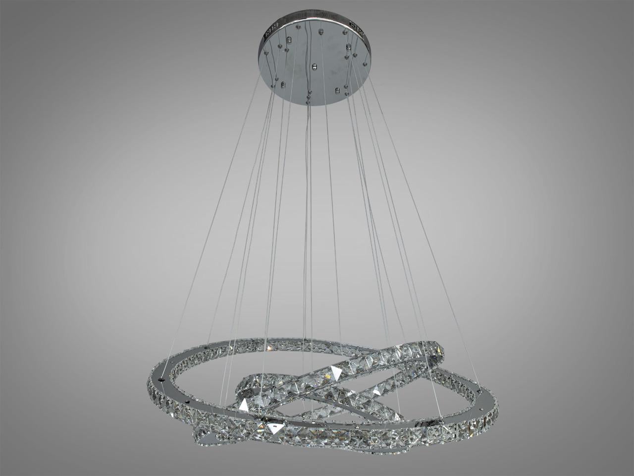 Хрустальная светодиодная люстра для зала, цвет хром, 105W на 15м2 7201-9W-750+580+400HR-LS Хрустальная светодиодная люстра для зала, цвет хром, 105W на 15м2 7201-9W-750+580+400HR-LS