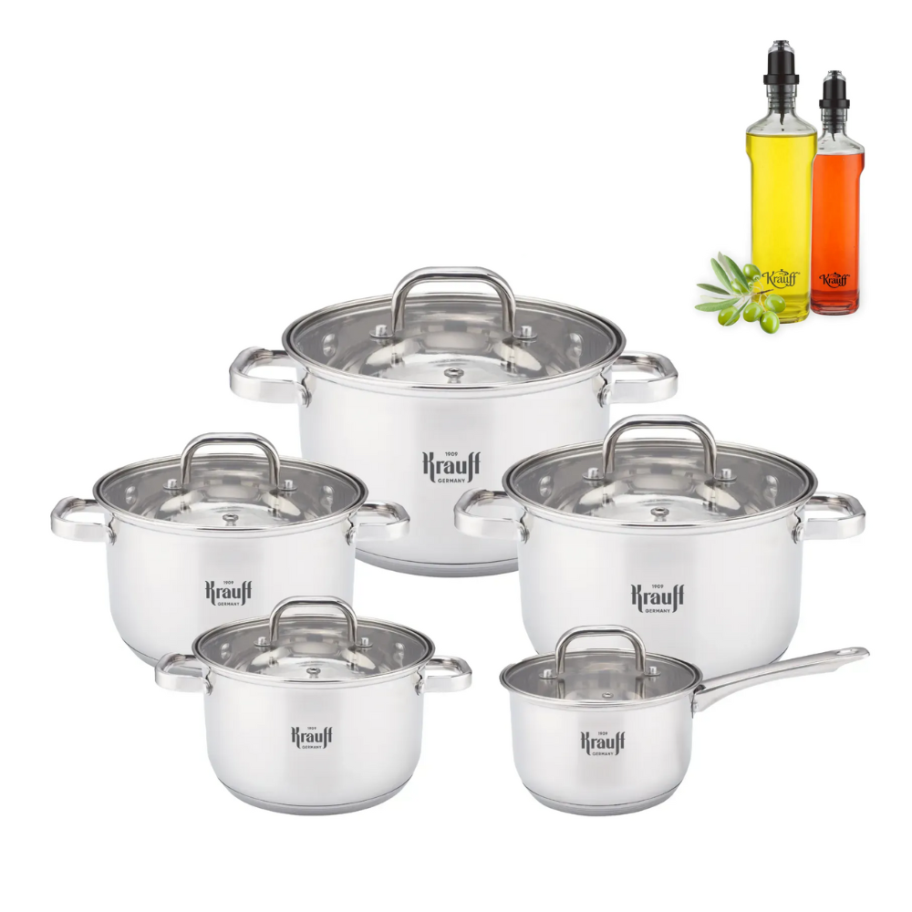 Набор кастрюль Krauff Stahlcraft с емкостями для масла/уксуса Olivenol 12 шт. (55-333-617)