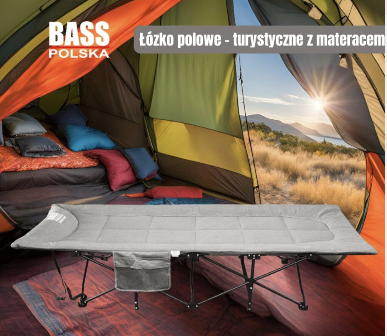 Ліжко туристичне розкладне Bass Polska BH 31007 з матрацом 198x68x40 см Сірий - фото 7 Ліжко туристичне розкладне Bass Polska BH 31007 з матрацом 198x68x40 см Сірий - фото 7