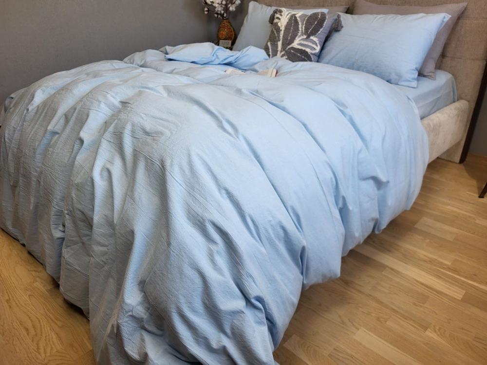 Комплект постельного белья с резинкой База хлопок евро/наволочки 50х70 см Sky Blue (W1281)