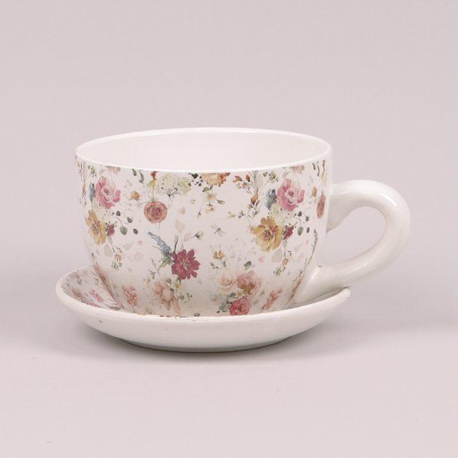 Горшок керамический Flora Чашка с подставкой (39326)