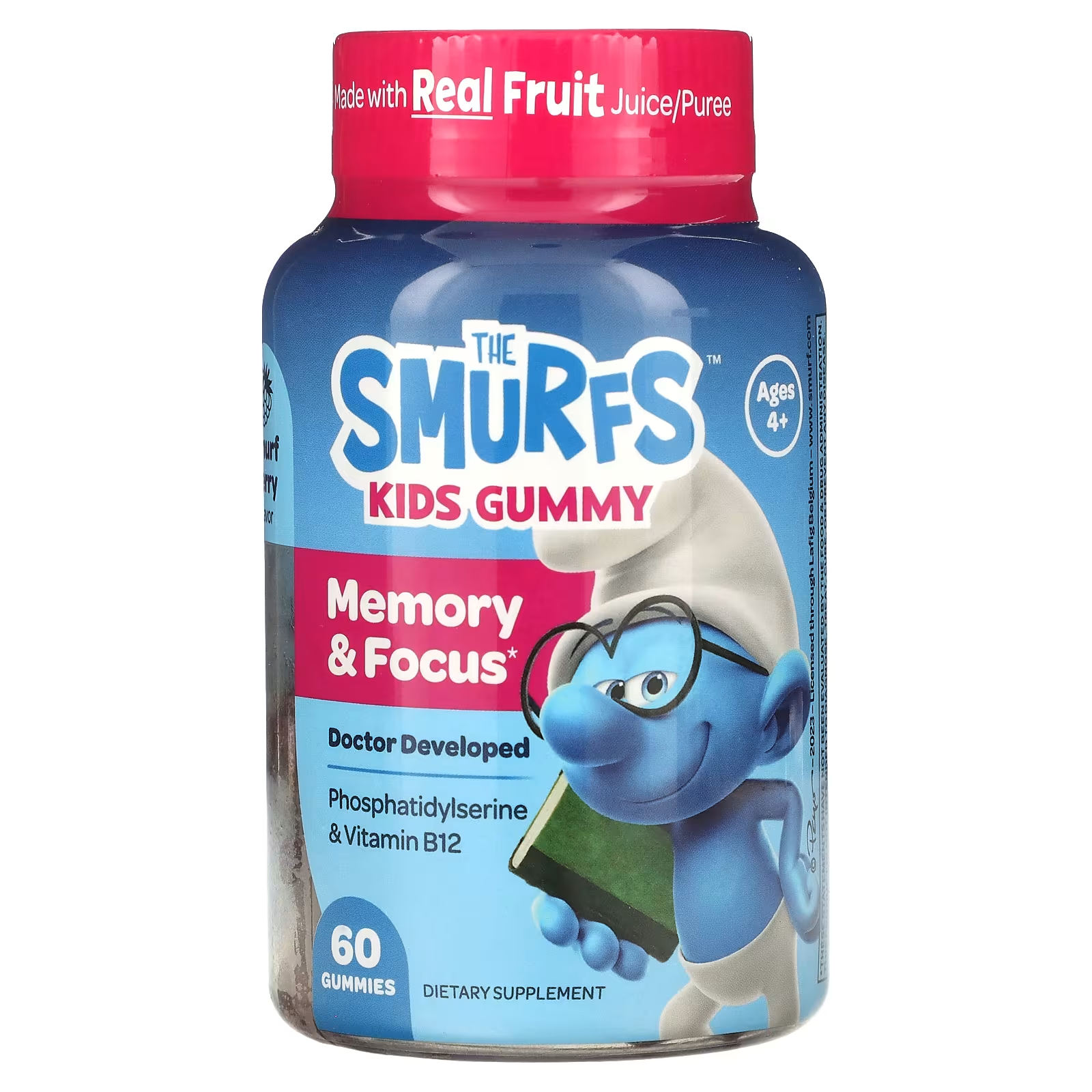 Добавка The Smurfs жевательные мармеладки для памяти и концентрации для детей от 4 лет 60 жевательных таблеток