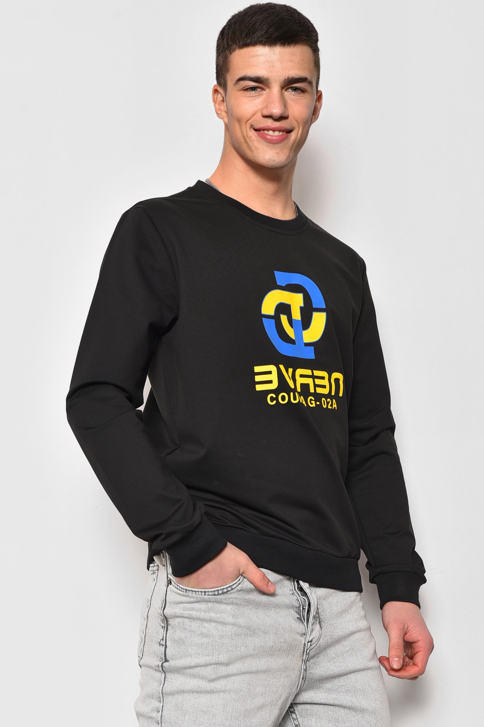 Свитшот мужской XL Черный с надписью (174699) - фото 2 Свитшот мужской XL Черный с надписью (174699) - фото 2