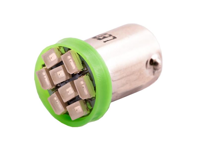 Автолампа светодиодная BA9S T4W 12 В SMD1206-8led Зеленый (83)