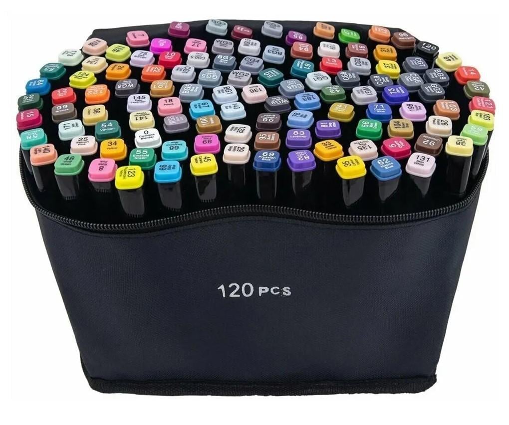 Набір скетч маркерів двосторонні Kayfovo MA-12 для малювання з чохлом 120 шт. (28923)