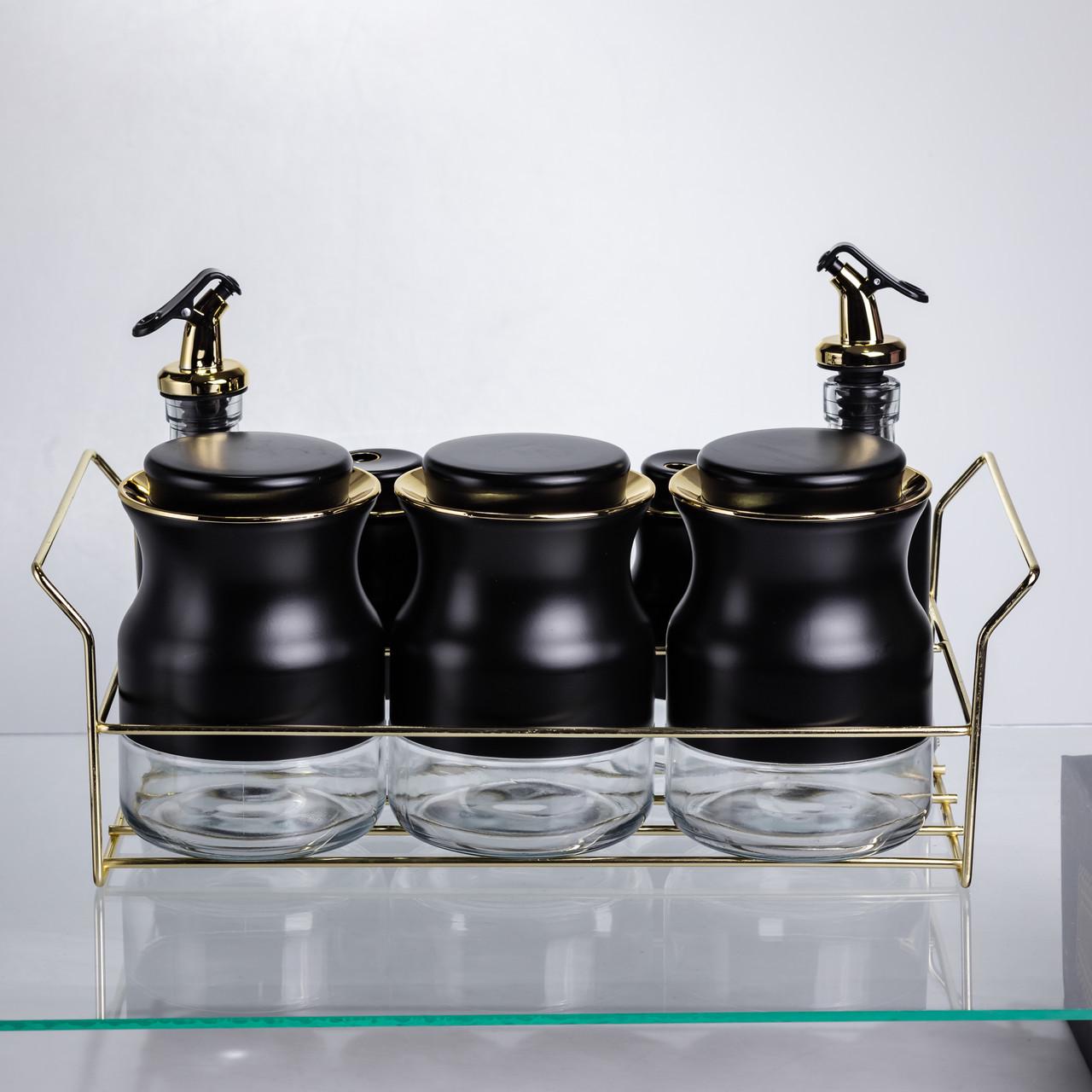 Набір для спецій і рідких текстур на металевій підставці Чорний (HP-1359) - фото 4 Набір для спецій і рідких текстур на металевій підставці Чорний (HP-1359) - фото 4