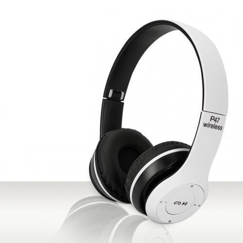 Наушники беспроводные P-47 Bluetooth/MicroSD/FM Радио Черный/Белый (47315)
