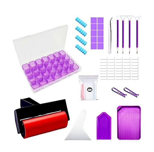 Набор инструментов для работы с алмазной мозаикой 57 пр. Фиолетовый (6324)