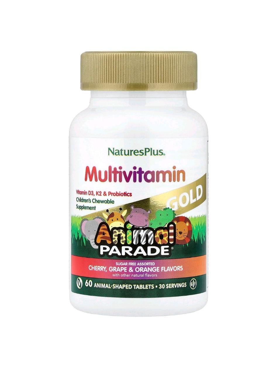 Детские мультивитамины и минералы Natures Plus Animal Parade Cherry Grape Orange Flavors 60 табл. (70015NP)