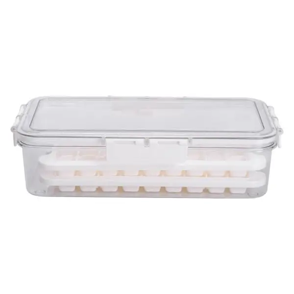 Контейнер для заморожування льоду та напоїв YIWU з кришкою на 72 осередки 30,5х16х7,5 см Бежевий (147-107-HP-27-9 )