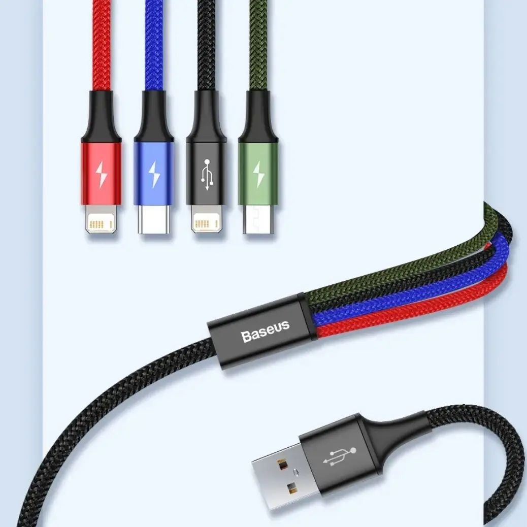 Кабель Baseus 4в1 USB - MicroUSB/Type-C/Lightning-2 1,2 м (230049-1)