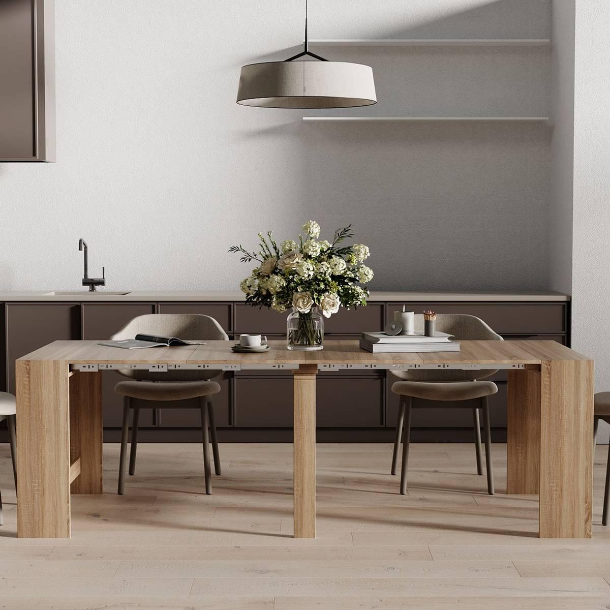 Обідній стіл трансформер AiH Python розкладний ЛДСП 43/240х75х90 см Дуб Сонома (TB22130000000)