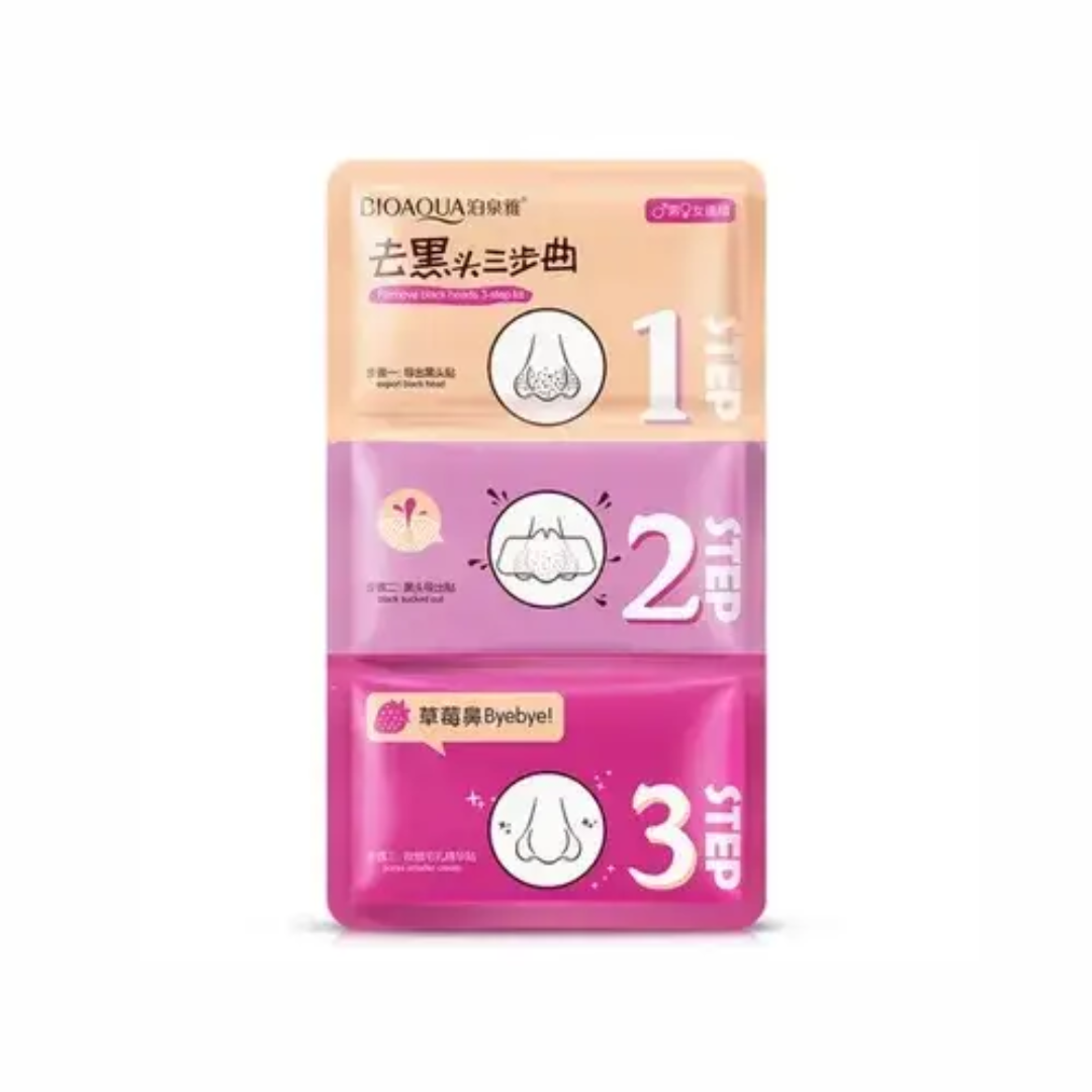 Маска тканинна для носа Bioaqua Remove Black Heads 3-step Kit Pink 21 г (11001028)