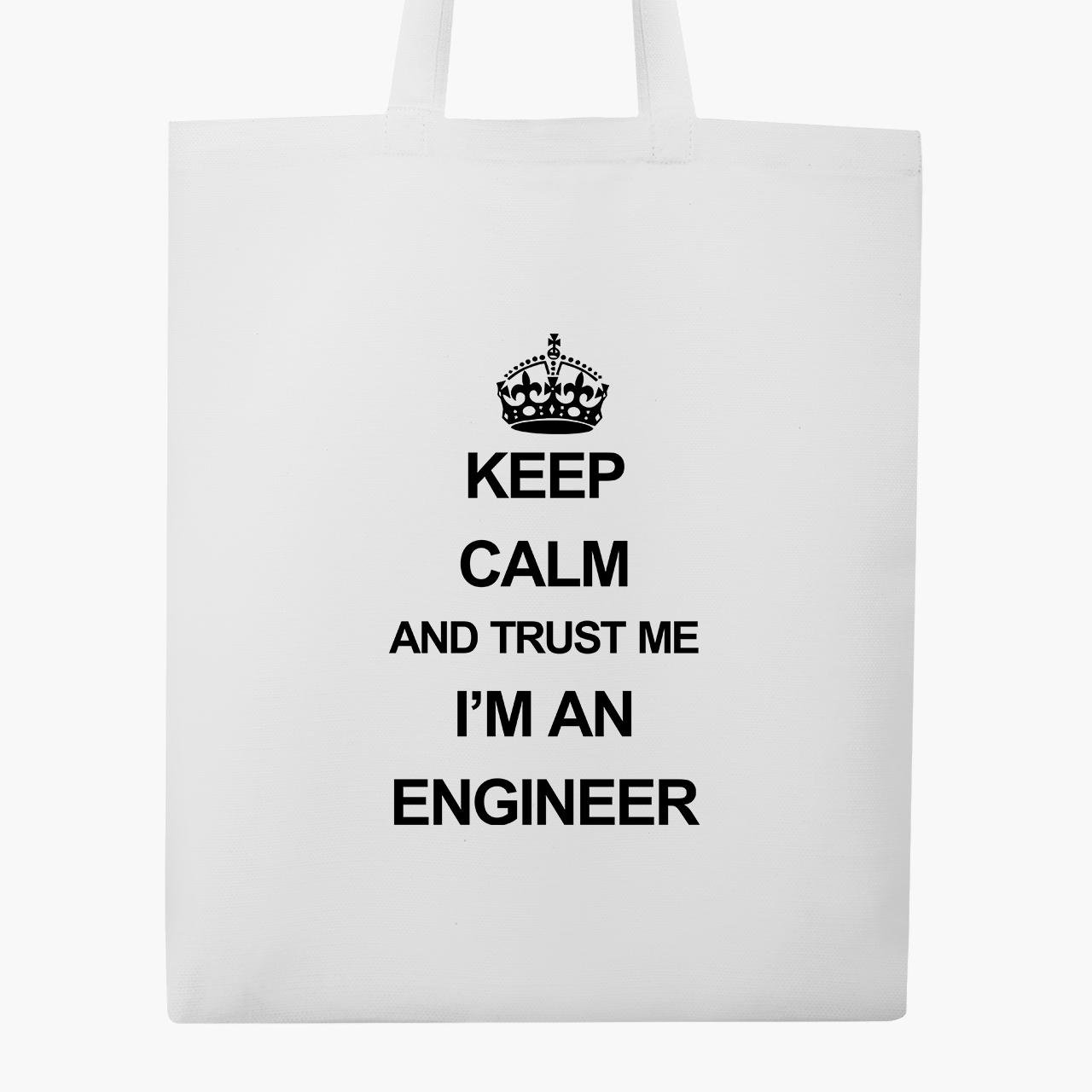 Эко сумка шоппер Keep Calm and trust me i'm an engineer 41х35 см Белый (9227-2008-WT1) - фото 5