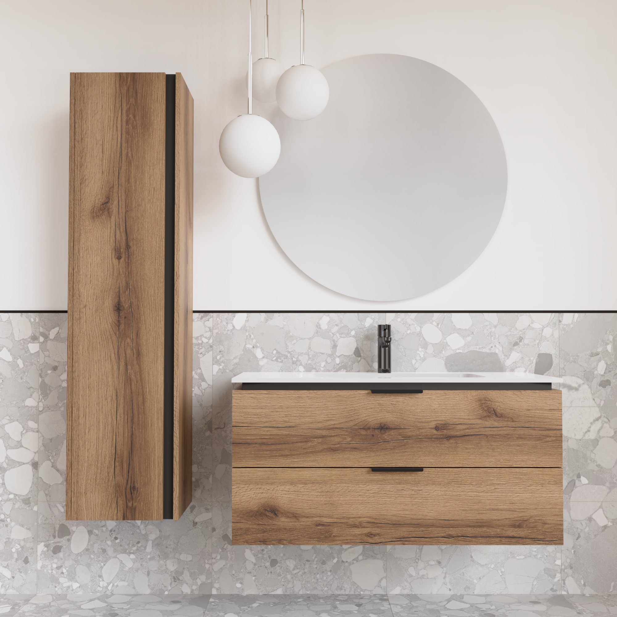 Тумба подвесная с раковиной MVK Vostok Icon 90 В2 900х450х530 мм Дуб темный (p290ko) - фото 4