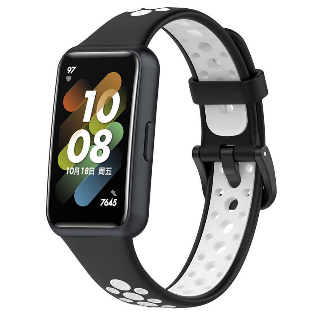 Ремешок силиконовый Primolux Perfor Classic для фитнеса браслета Huawei Band 7 Black/White (1669173705)