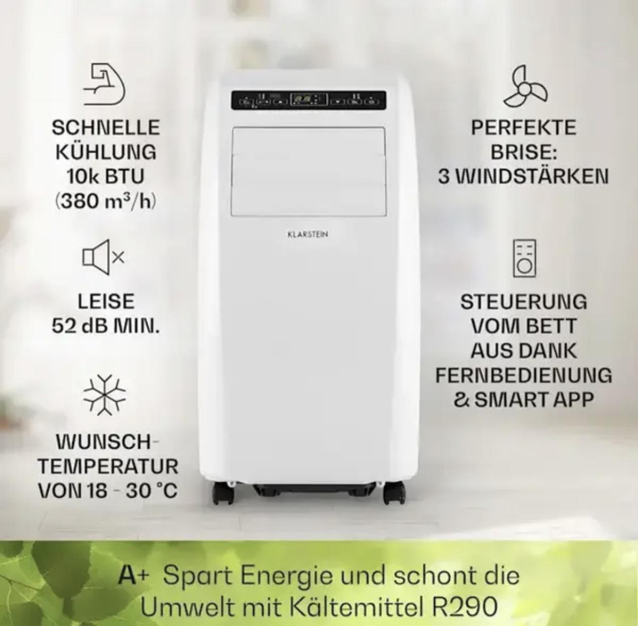 Кондиционер мобильный KLARSTEIN Metrobreeze Rome Smart EEC A+ 10 000 BTU/3,0 кВт до 49 м2 Белый (10035803) - фото 4 Кондиционер мобильный KLARSTEIN Metrobreeze Rome Smart EEC A+ 10 000 BTU/3,0 кВт до 49 м2 Белый (10035803) - фото 4