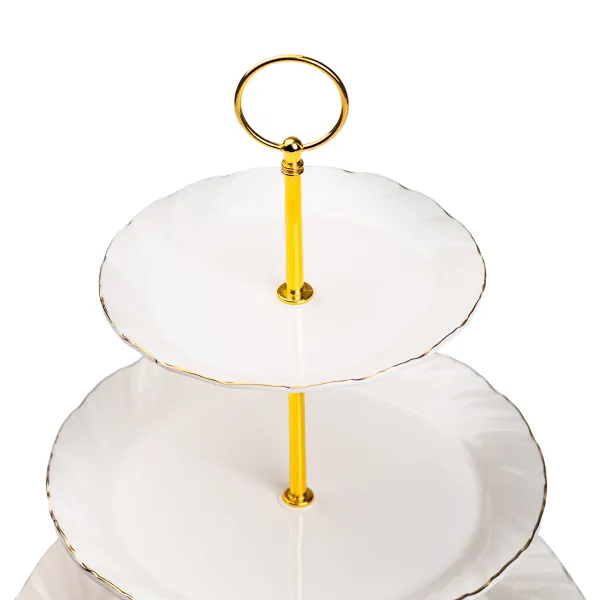 Етажерка порцелянова Classic для фруктів та десертів триярусна Білий - фото 3