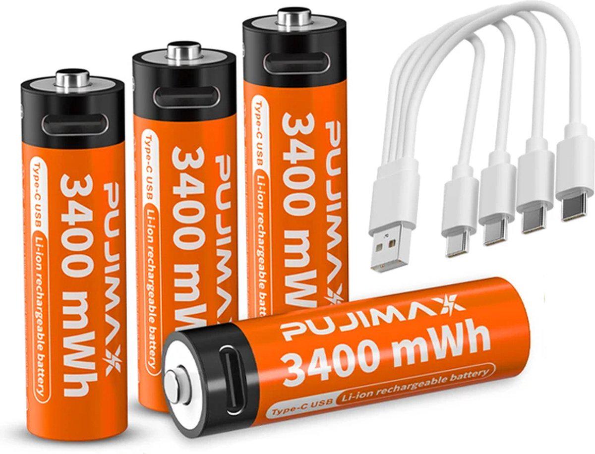 Акумулятори Li-ion Pujimax AA 3400 mWh Type-C стабільні 1,5V (0094)