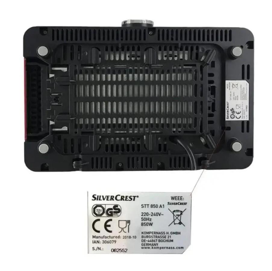 Тостер кухонный Silver Crest STT горизонтальный с 7 режимами 850 Вт Красный (27693776) - фото 6