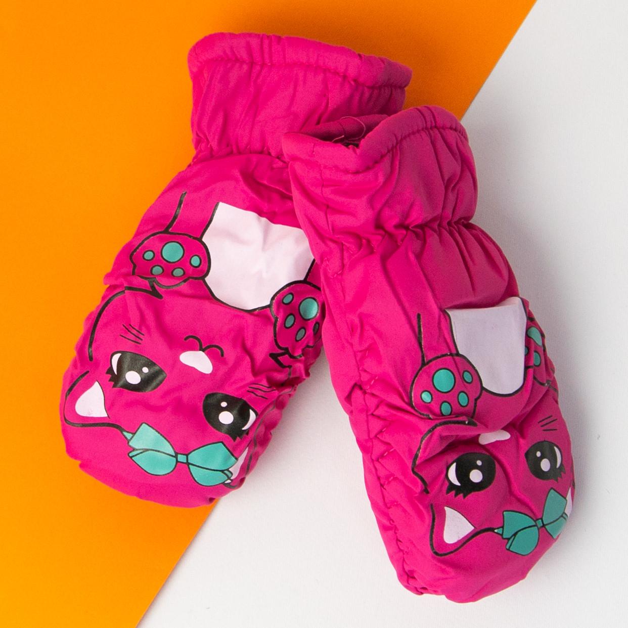 Варежки болоневые лыжные для девочек на 4 - 5 - 6 лет Малиновый (20-12-29)