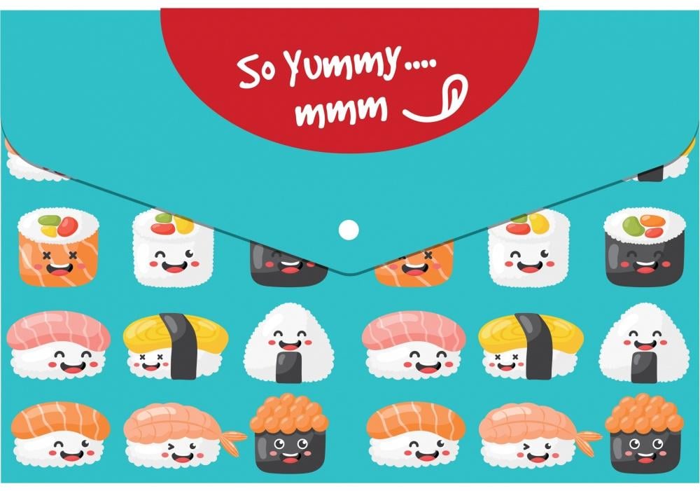 Папка-конверт Optima Sushi на кнопке А5 Голубой (O35220)