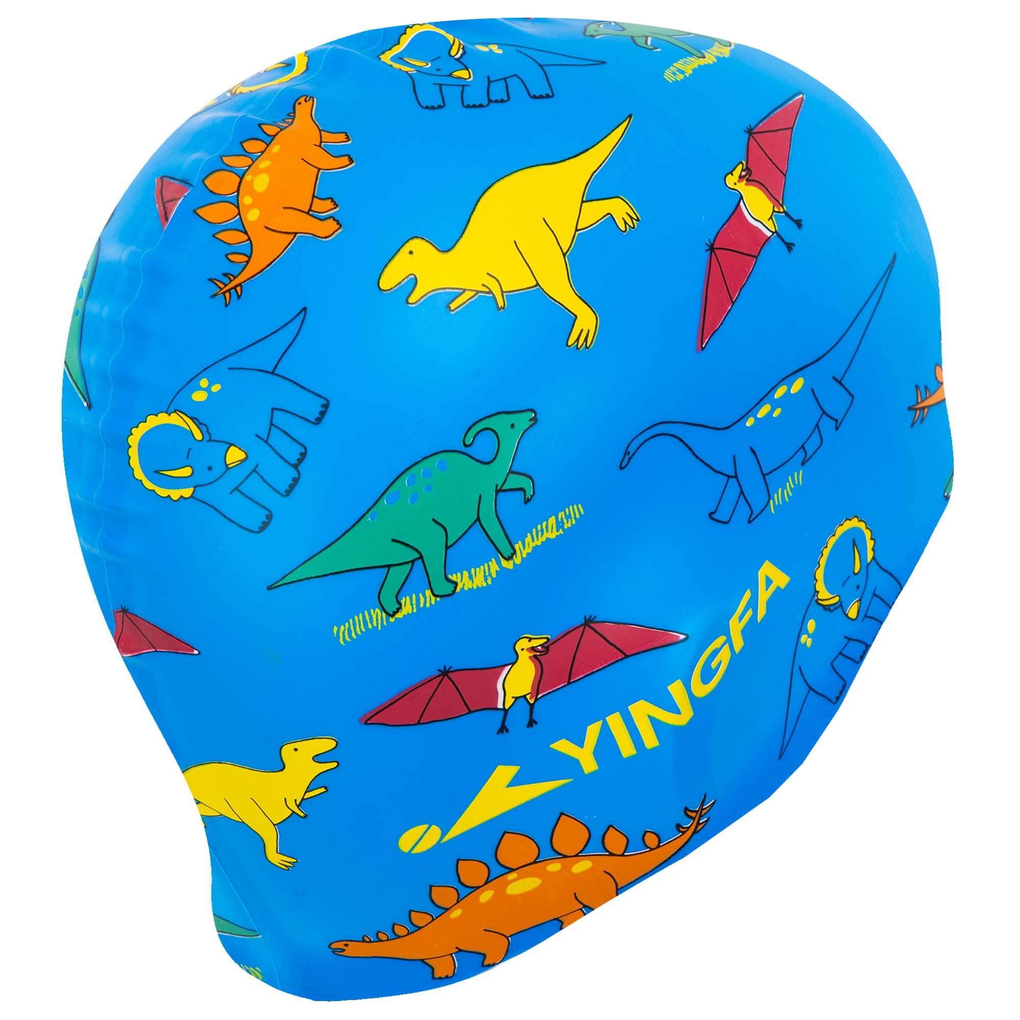 Шапочка для плавання дитяча YINGFA K0012 силіконова Синьо-зелений (K0012_Синий-зеленый) - фото 4