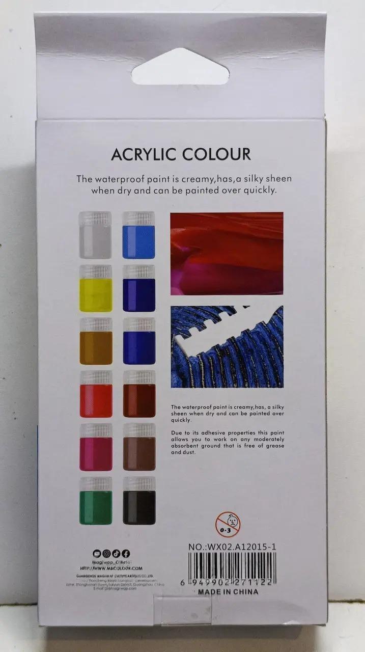 Акрилові фарби художні з пензлем 12 кольорів по 15 мл (37-122595) - фото 10