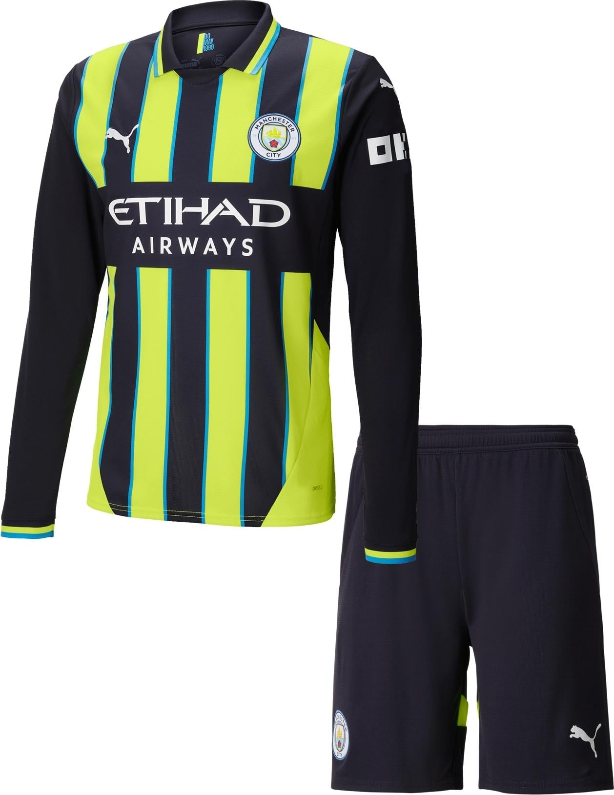 Футбольная форма с длинным рукавом Манчестер Сити 2024-2025 выездная S Черно-голубой (F0122)