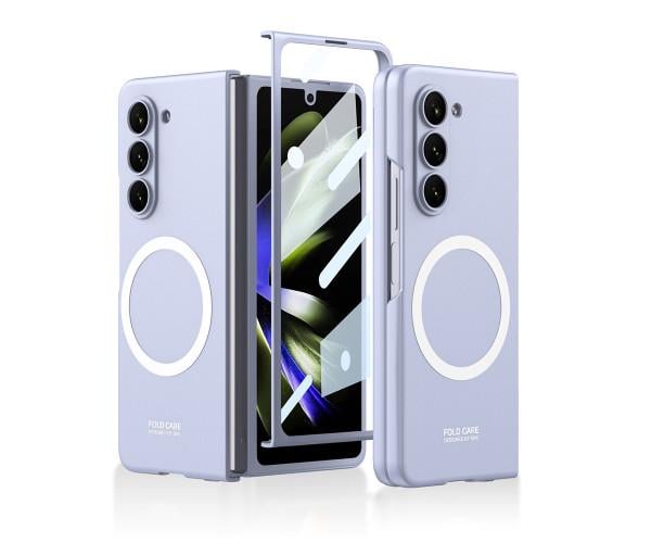 Чехол Omeve Shockproof для Samsung Galaxy Z Fold5 с поддержкой беспроводной зарядки Голубой