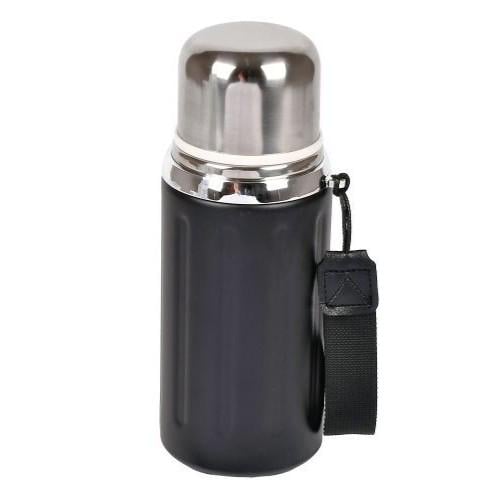 Термос с кнопочным дозатором и чашкой Stenson MT-5349-0.6 пластиковый с ручкой 600 мл Черный (f22fe02a) - фото 1