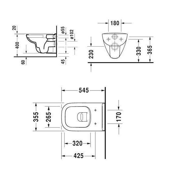 Унитаз подвесной DURAVIT D-CODE 45700900A1 безободковый с сиденьем с микролифтом (73364) - фото 2