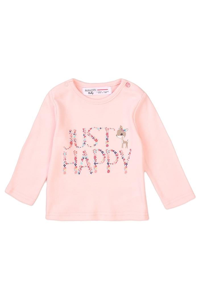 Лонгслів дитячий для дівчинки Minoti 74-80 см Світло-рожевий (0379A)